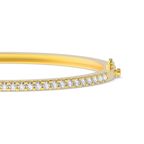 Bezel Setting Round Yellow Gold Elegant Bangles Diamond Bracelets
