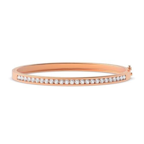 Bezel Setting Round Rose Gold Elegant Bangles Bracelet