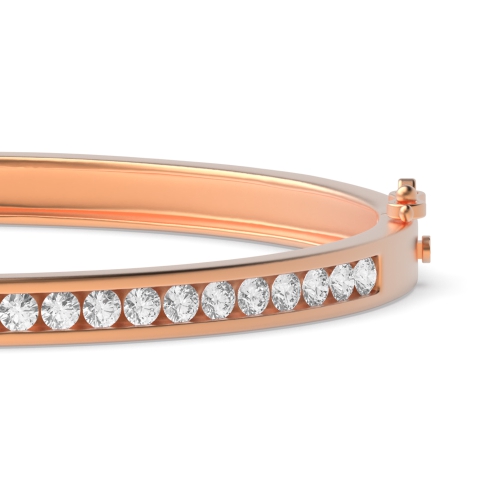 Bezel Setting Round Rose Gold Elegant Bangles Bracelet