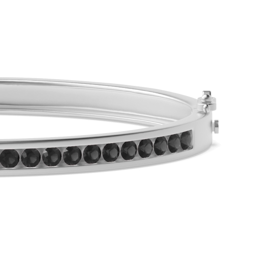 Bezel Setting Round Tension set Black Bangles Diamond Bracelets