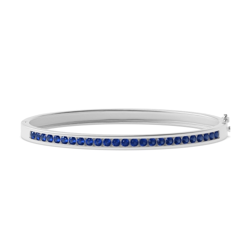 Bezel Setting Round Tension set Blue Sapphire Bangles Diamond Bracelets