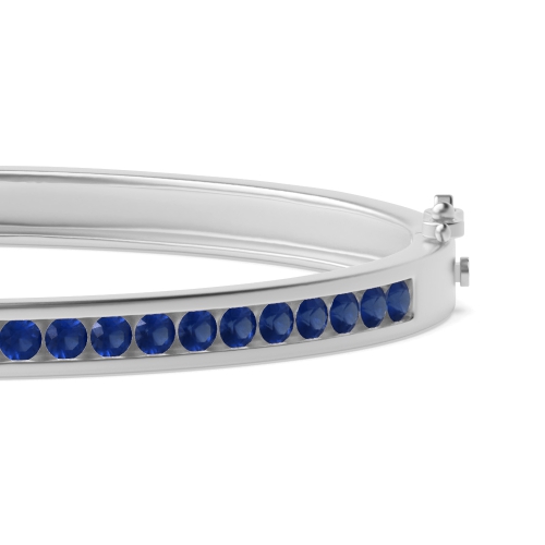 Bezel Setting Round Tension set Blue Sapphire Bangles Diamond Bracelets