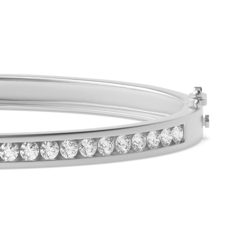 Bezel Setting Round White Gold Bangles Bracelet