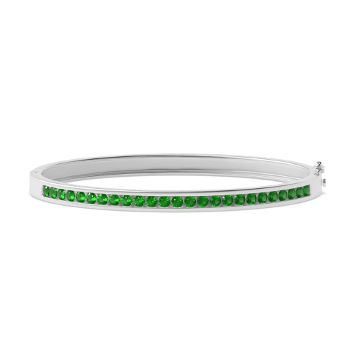 Bezel Setting Round Tension set Emerald Bangles Diamond Bracelets