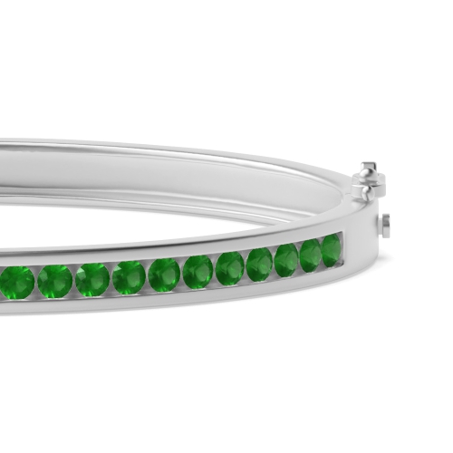 Bezel Setting Round Tension set Emerald Bangles Diamond Bracelets