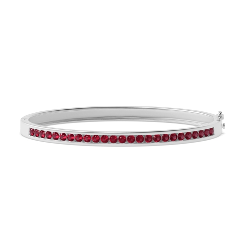 Bezel Setting Round Tension set Ruby Bangles Diamond Bracelets