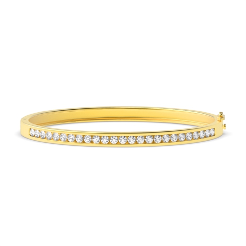 Bezel Setting Round Yellow Gold Tension set Bangles Diamond Bracelets