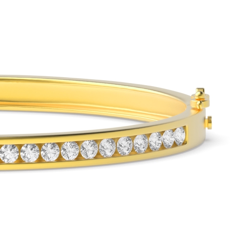 Bezel Setting Round Yellow Gold Tension set Bangles Diamond Bracelets