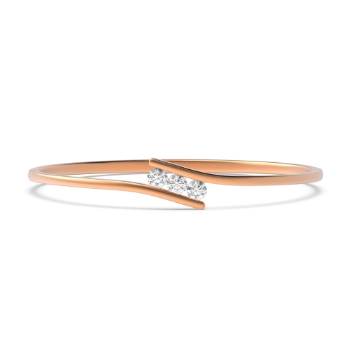 Bezel Setting Round Rose Gold Elegant Bangles Bracelet