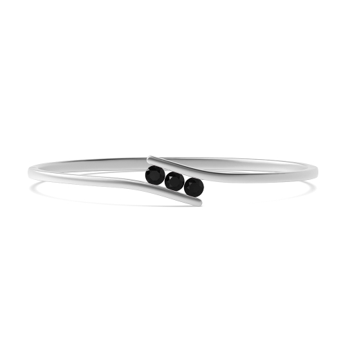 Bezel Setting Round Minimalist Black Bangles Diamond Bracelets