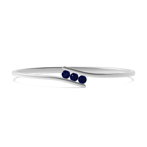 Bezel Setting Round Minimalist Blue Sapphire Bangles Diamond Bracelets