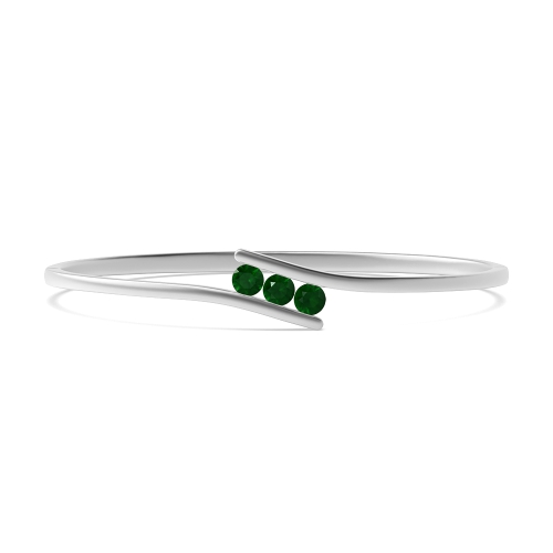 Bezel Setting Round Minimalist Emerald Bangles Diamond Bracelets