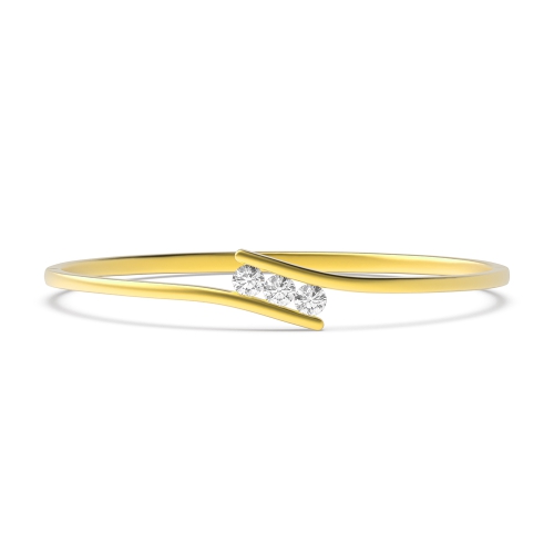Bezel Setting Round Yellow Gold Minimalist Bangles Diamond Bracelets