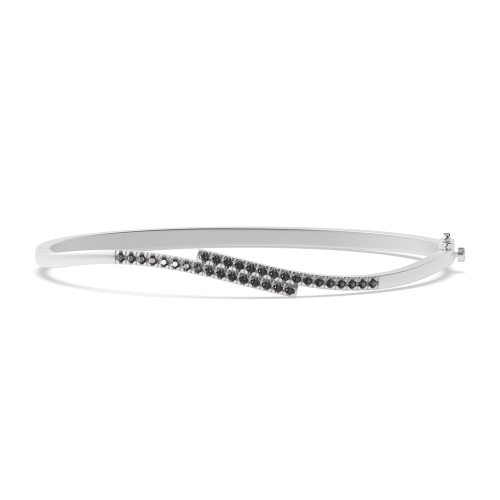 Bezel Setting Round 2 line wave Black Bangles Diamond Bracelets