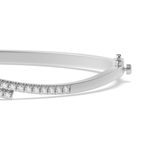 Bezel Setting Round White Gold Bangles Bracelet