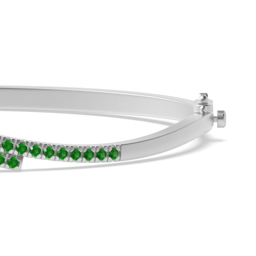 Bezel Setting Round 2 line wave Emerald Bangles Diamond Bracelets