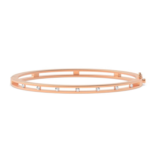 Bezel Setting Round Rose Gold promise Bangles Bracelet