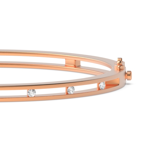 Bezel Setting Round Rose Gold promise Bangles Bracelet