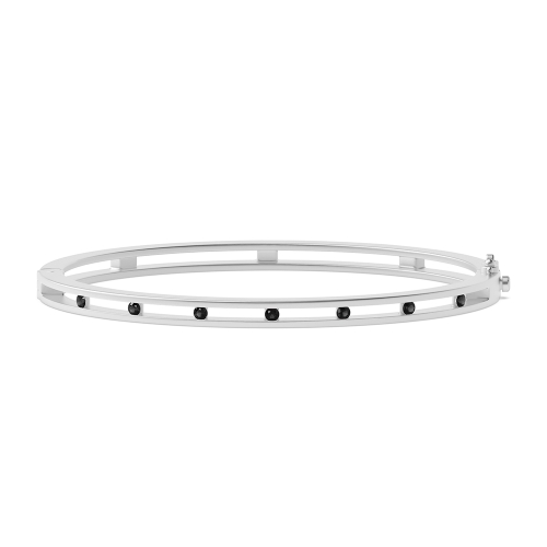 Bezel Setting Round Promise Black Bangles Diamond Bracelets