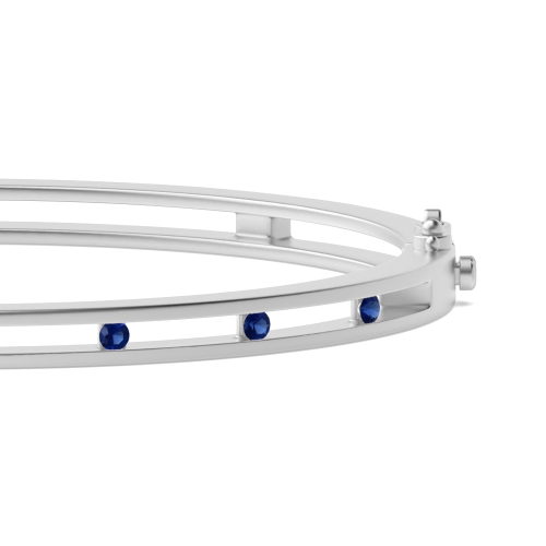 Bezel Setting Round Promise Blue Sapphire Bangles Diamond Bracelets