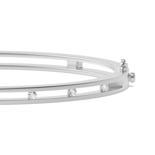 Bezel Setting Round White Gold Bangles Bracelet