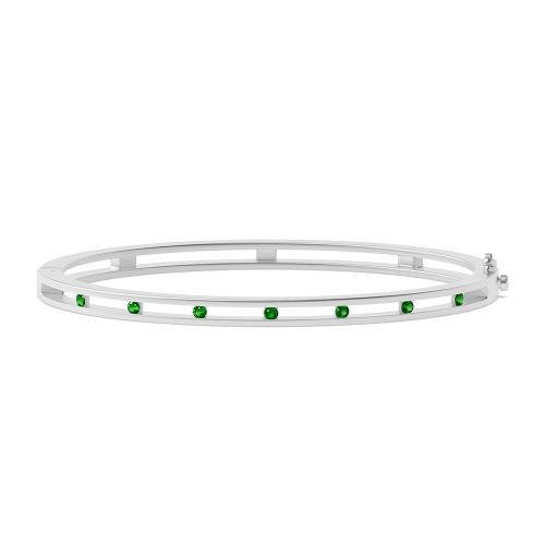Bezel Setting Round Promise Emerald Bangles Diamond Bracelets