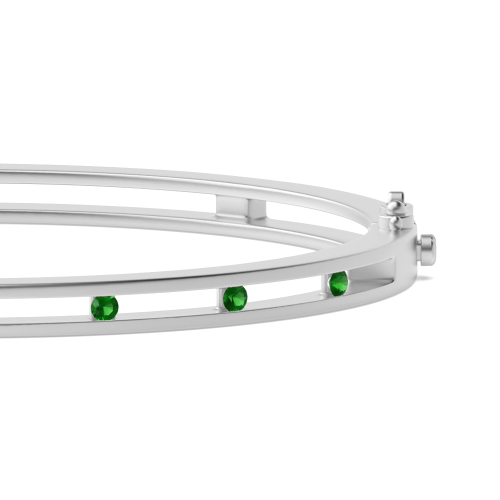Bezel Setting Round Promise Emerald Bangles Diamond Bracelets