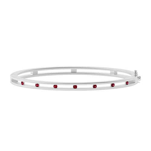 Bezel Setting Round Promise Ruby Bangles Diamond Bracelets