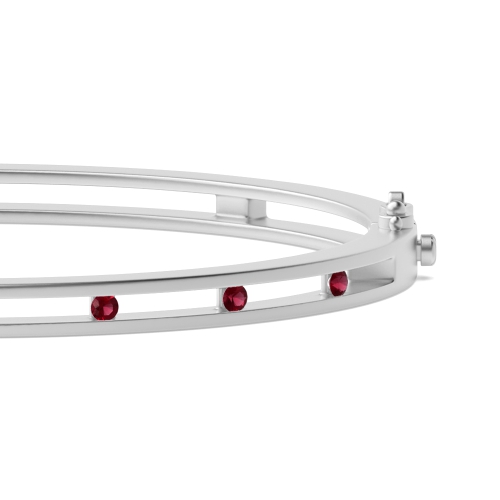 Bezel Setting Round Promise Ruby Bangles Diamond Bracelets