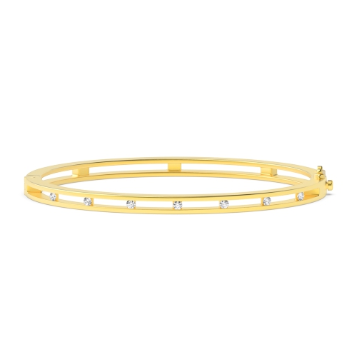 Bezel Setting Round Yellow Gold Promise Bangles Diamond Bracelets