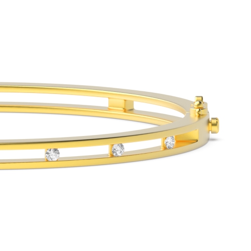 Bezel Setting Round Yellow Gold Promise Bangles Diamond Bracelets