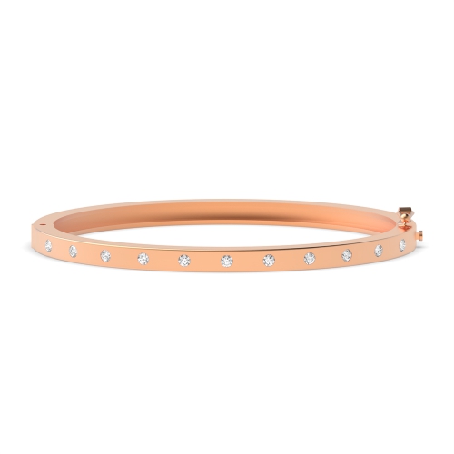 Bezel Setting Round Rose Gold StarSolo Bangles Bracelet