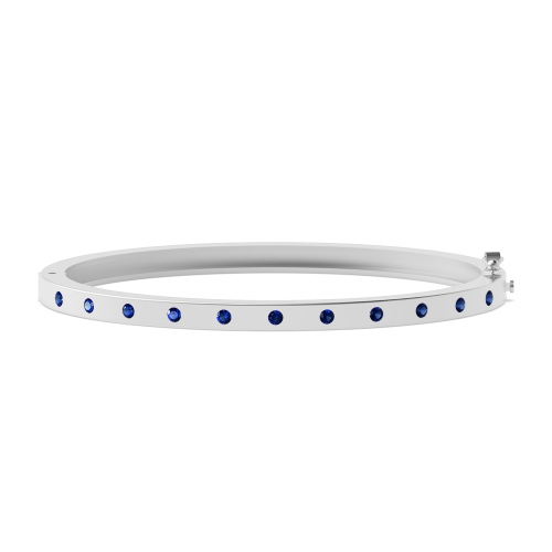 Bezel Setting Round Starsolo Blue Sapphire Bangles Diamond Bracelets