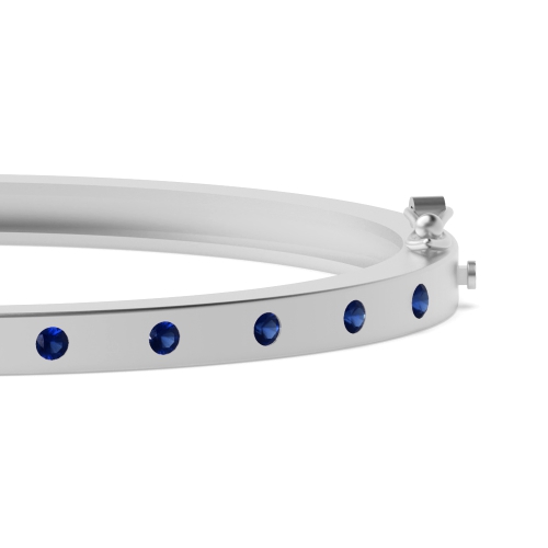 Bezel Setting Round Starsolo Blue Sapphire Bangles Diamond Bracelets