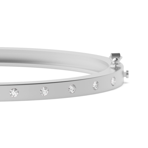 Bezel Setting Round White Gold Bangles Bracelet