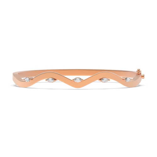 Bezel Setting Marquise Rose Gold Willow Bangles Bracelet