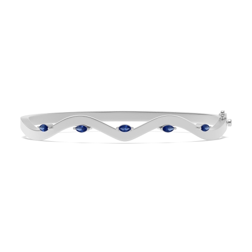 Bezel Setting Marquise Willow Blue Sapphire Bangles Diamond Bracelets