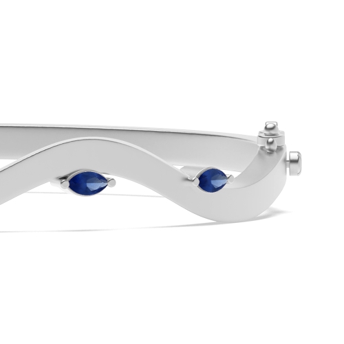 Bezel Setting Marquise Willow Blue Sapphire Bangles Diamond Bracelets