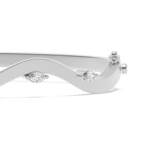 Bezel Setting Marquise White Gold Bangles Bracelet