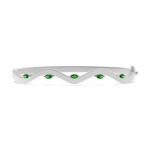Bezel Setting Marquise Willow Emerald Bangles Diamond Bracelets