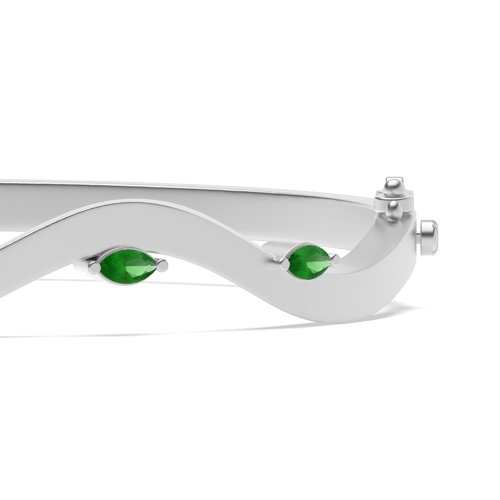 Bezel Setting Marquise Willow Emerald Bangles Diamond Bracelets