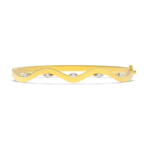 Bezel Setting Marquise Yellow Gold Willow Bangles Diamond Bracelets