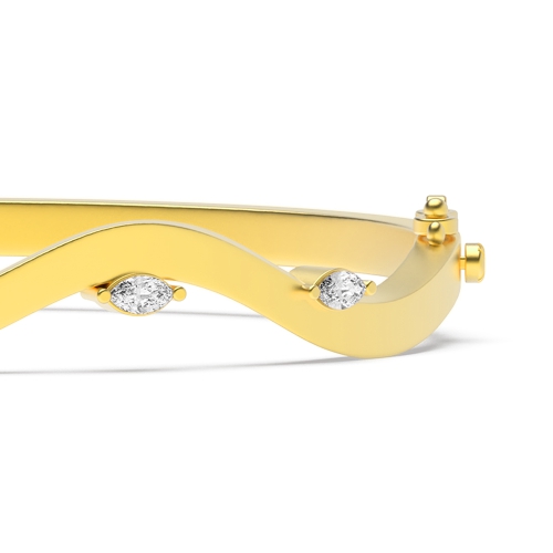 Bezel Setting Marquise Yellow Gold Willow Bangles Diamond Bracelets