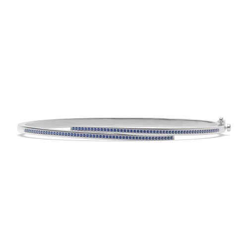 Bezel Setting Round 2 line Blue Sapphire Bangles Diamond Bracelets