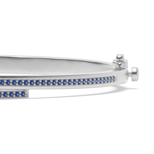 Bezel Setting Round 2 line Blue Sapphire Bangles Diamond Bracelets