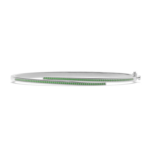 Bezel Setting Round 2 line Emerald Bangles Diamond Bracelets