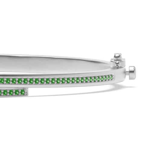 Bezel Setting Round 2 line Emerald Bangles Diamond Bracelets