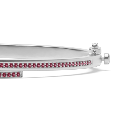 Bezel Setting Round 2 line Ruby Bangles Diamond Bracelets