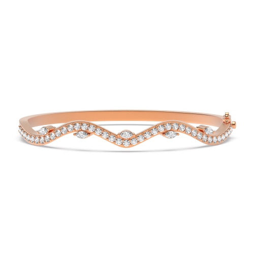 Bezel Setting Round Rose Gold Willow Bangles Bracelet