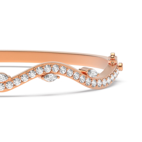 Bezel Setting Round Rose Gold Willow Bangles Bracelet